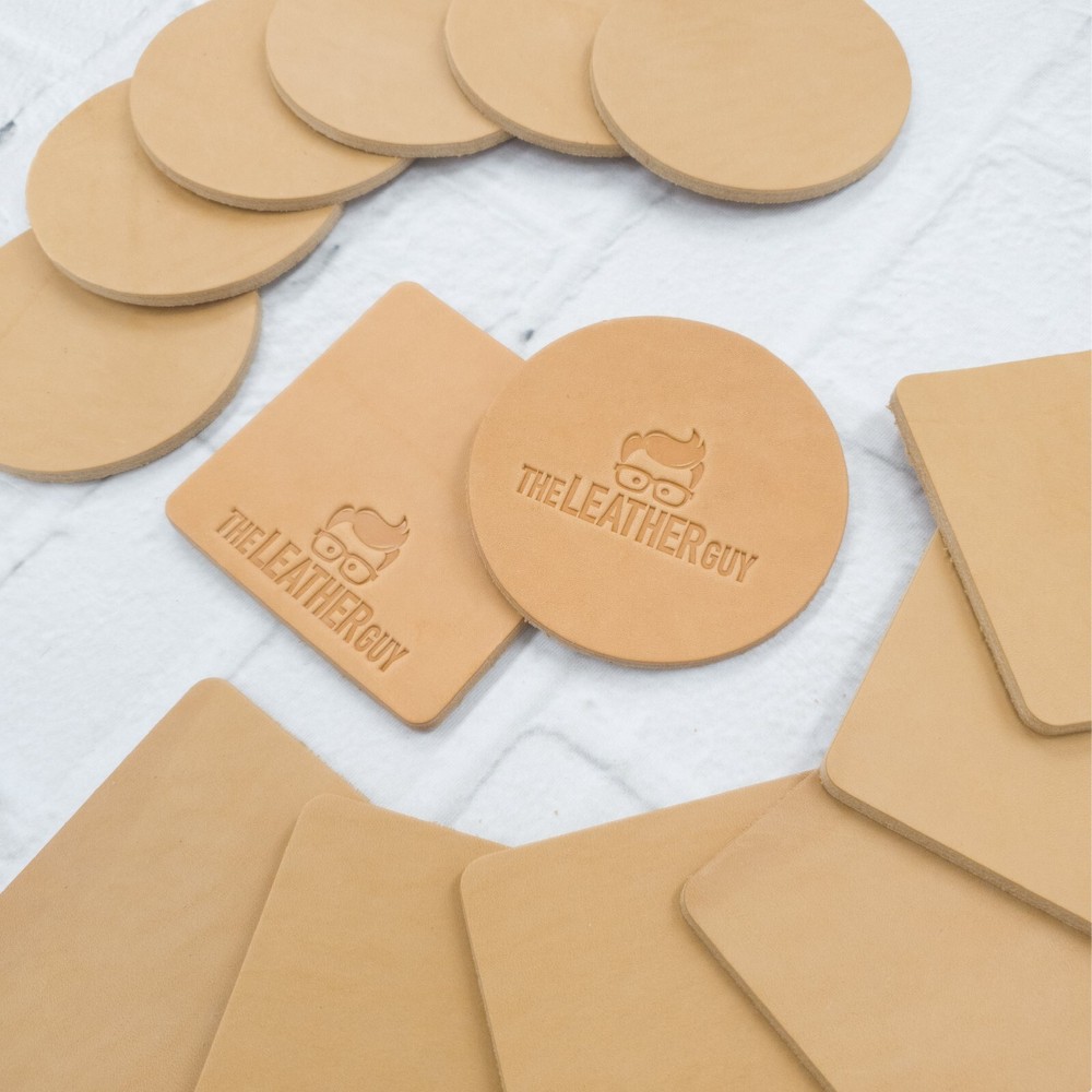 Veg Tan Leather Coaster Blanks 9-10oz Circle or Square Natural Tooling