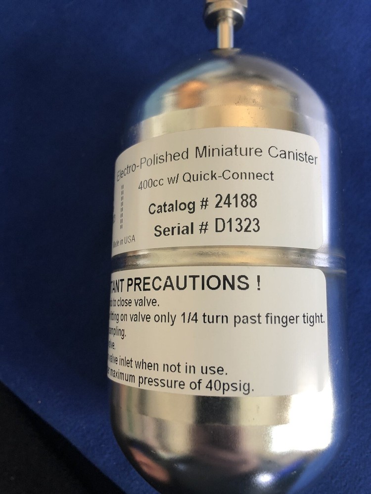 Restek 24188 Electro Polished Mini Air Sampling Canister W/ Quick Connect Stem