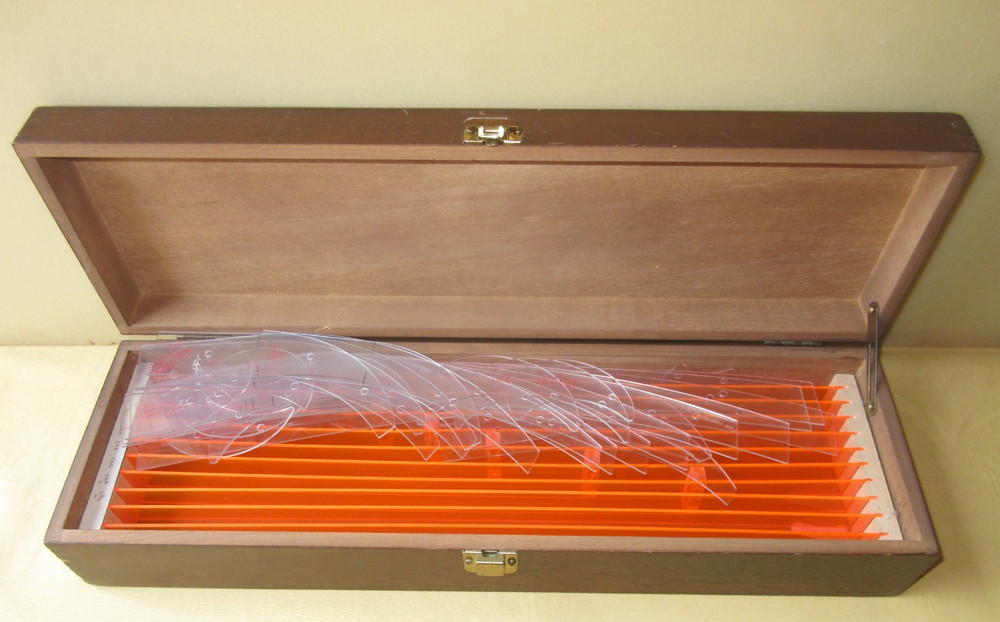 Vintage Clearcite Radius Curve Set in Wooden Box Engineering Architect