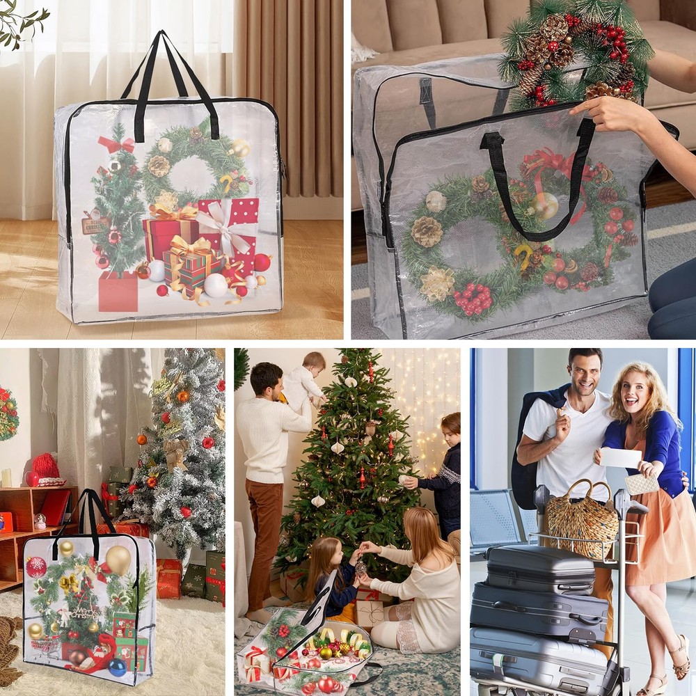 2 Pack 25 inches Wreath Storage Container,Extra Large Transparent Rectangular...