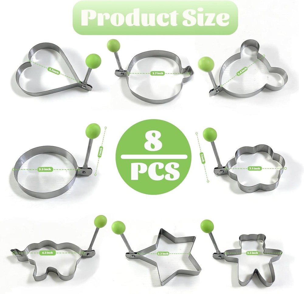 8 Piece Metal Pancake/Egg Molds