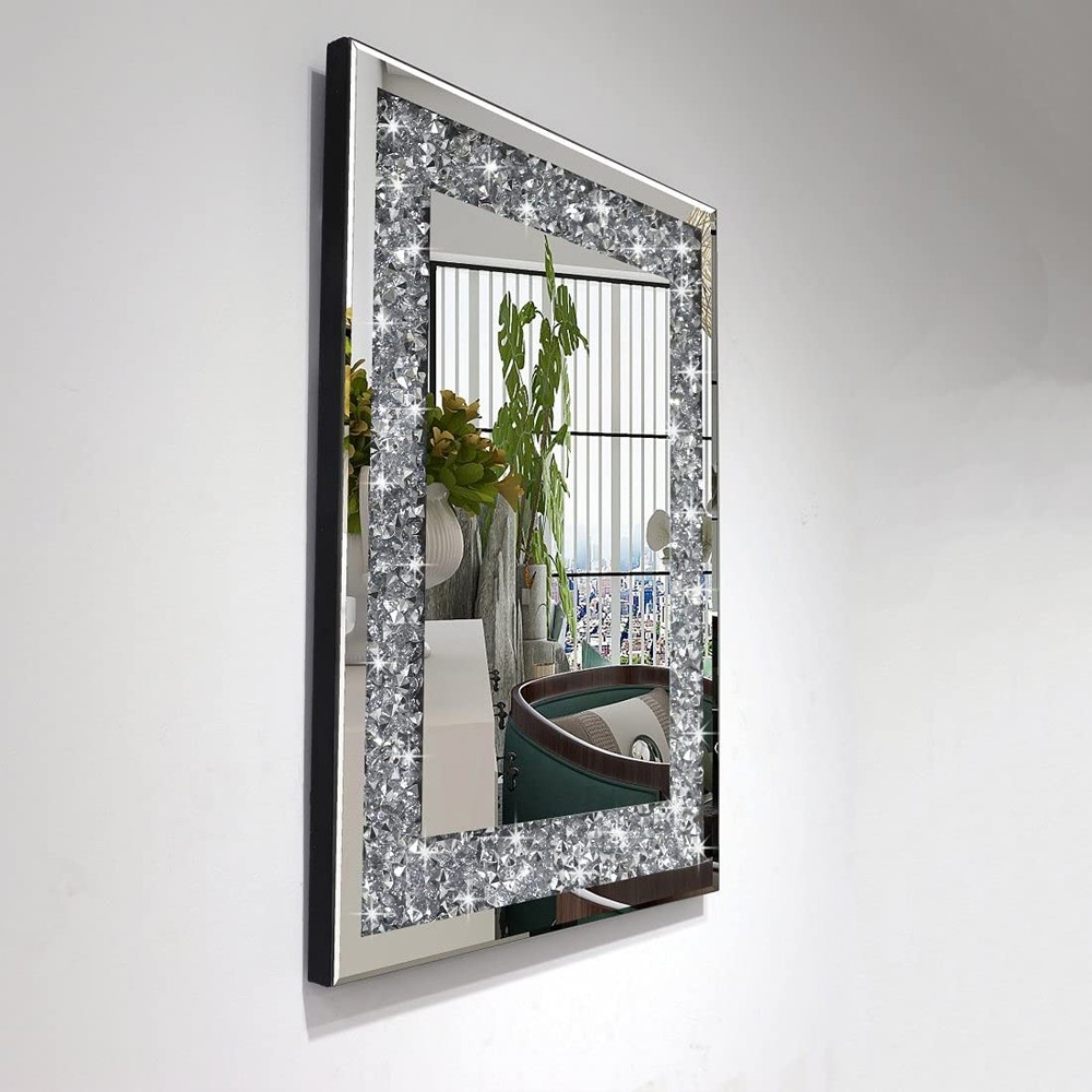Rectangle Sparkling Decorative Wall Mirror for Home Decoration with Silver Cr...