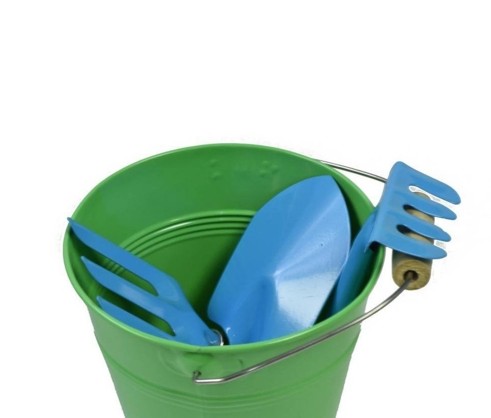 JustForKids Garden Tool Set Green Water Pail with Garden ToolSet