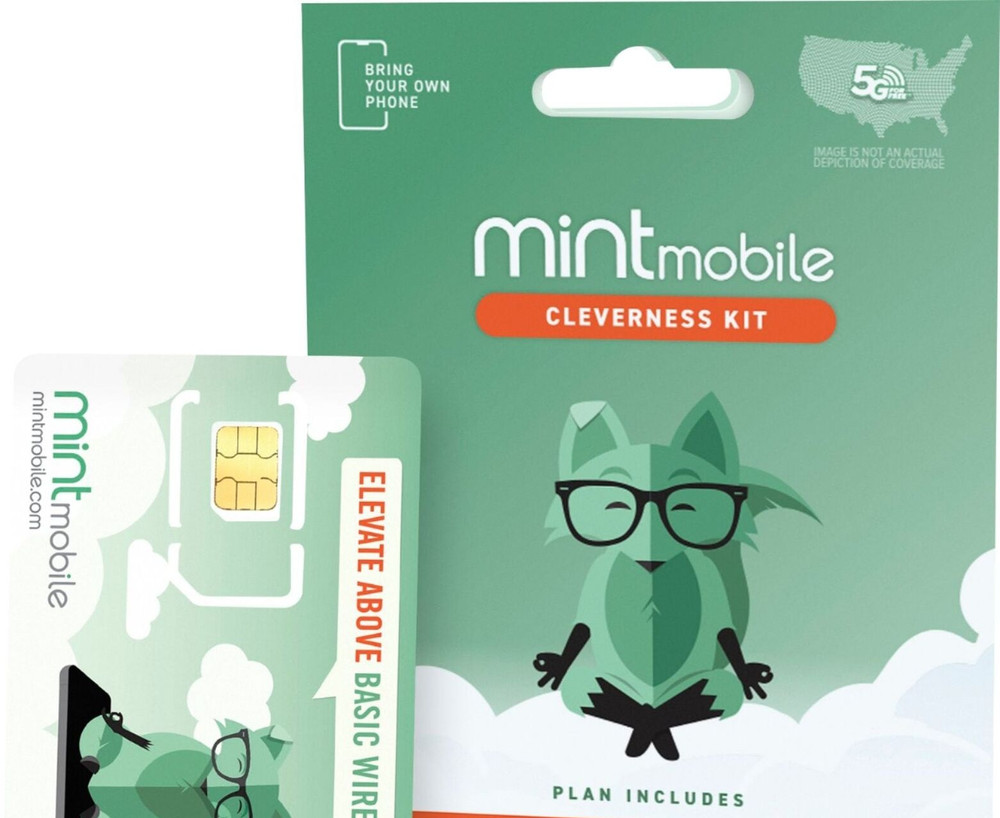 Mint Mobile 12 Month Unlimited Data Talk Text Prepaid 1 Year Plan Sim Card