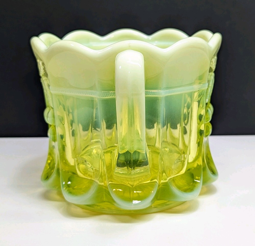 Mosser Cherry & Cable Vaseline Opal Heavy Cookie Cracker Jar Opalescent GLOWS