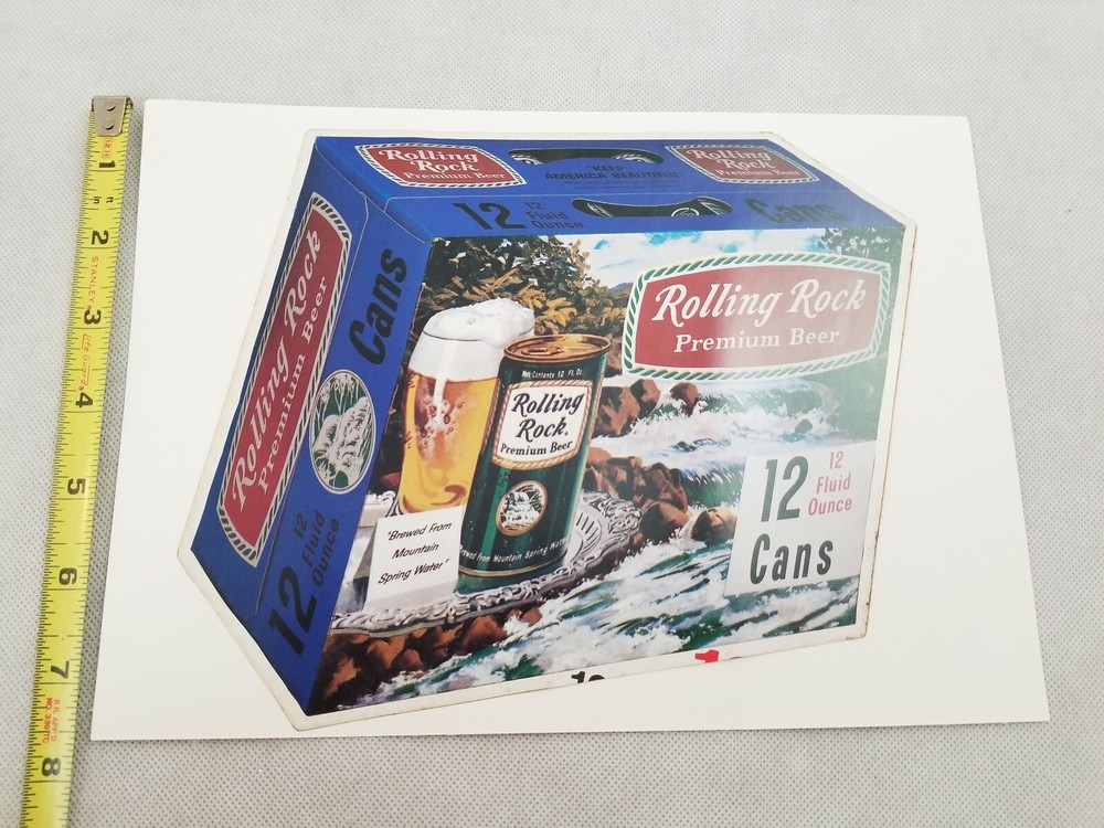 Rolling Rock Premium Beer 12 Fluid Ounce Cans Poster Case Shape Fast Ship P3