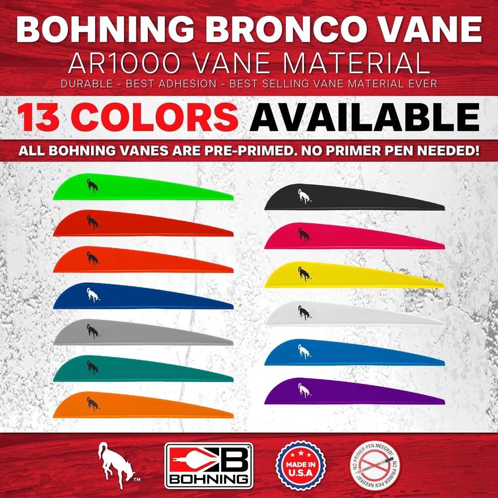 Bohning 4" Bronco Vanes, Neon Yellow, 36pk