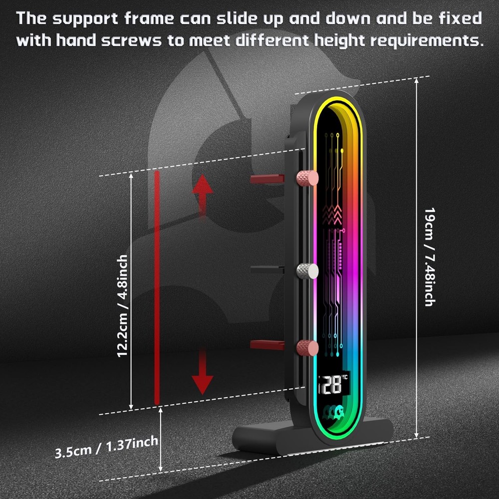GPU Support Bracket Adjustable Height 35-157mm Magnetic Base Silicone Pad Temp
