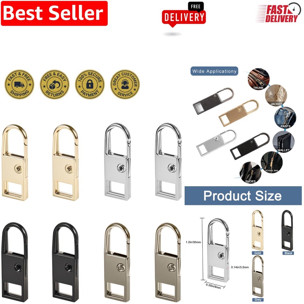 Quality Zipper Pull Set - 8 Pcs in Attractive Colors, Easy Hook Installation