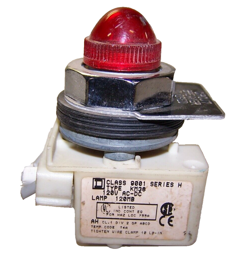SQUARE D RED PILOT LIGHT 120V AC/DC 9001KM38