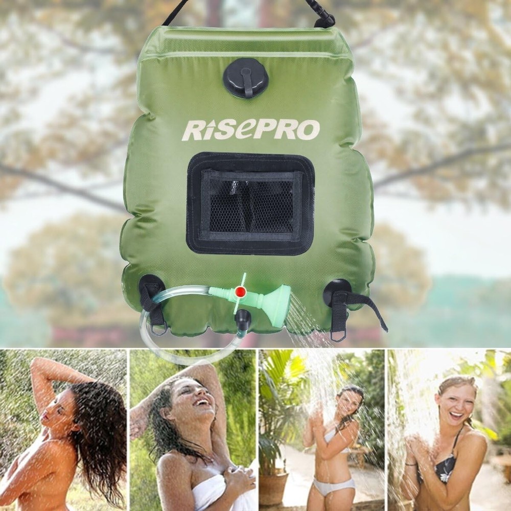 Portable 5 Gallon Camping Shower Bag - Quick Heating & Temperature Control