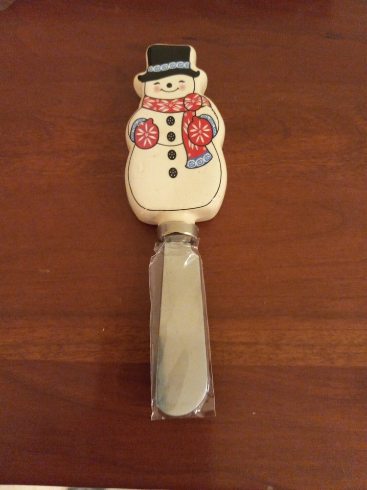 Temptations Holiday Appetizer Cheese Plate Snowman With Matching Spreader