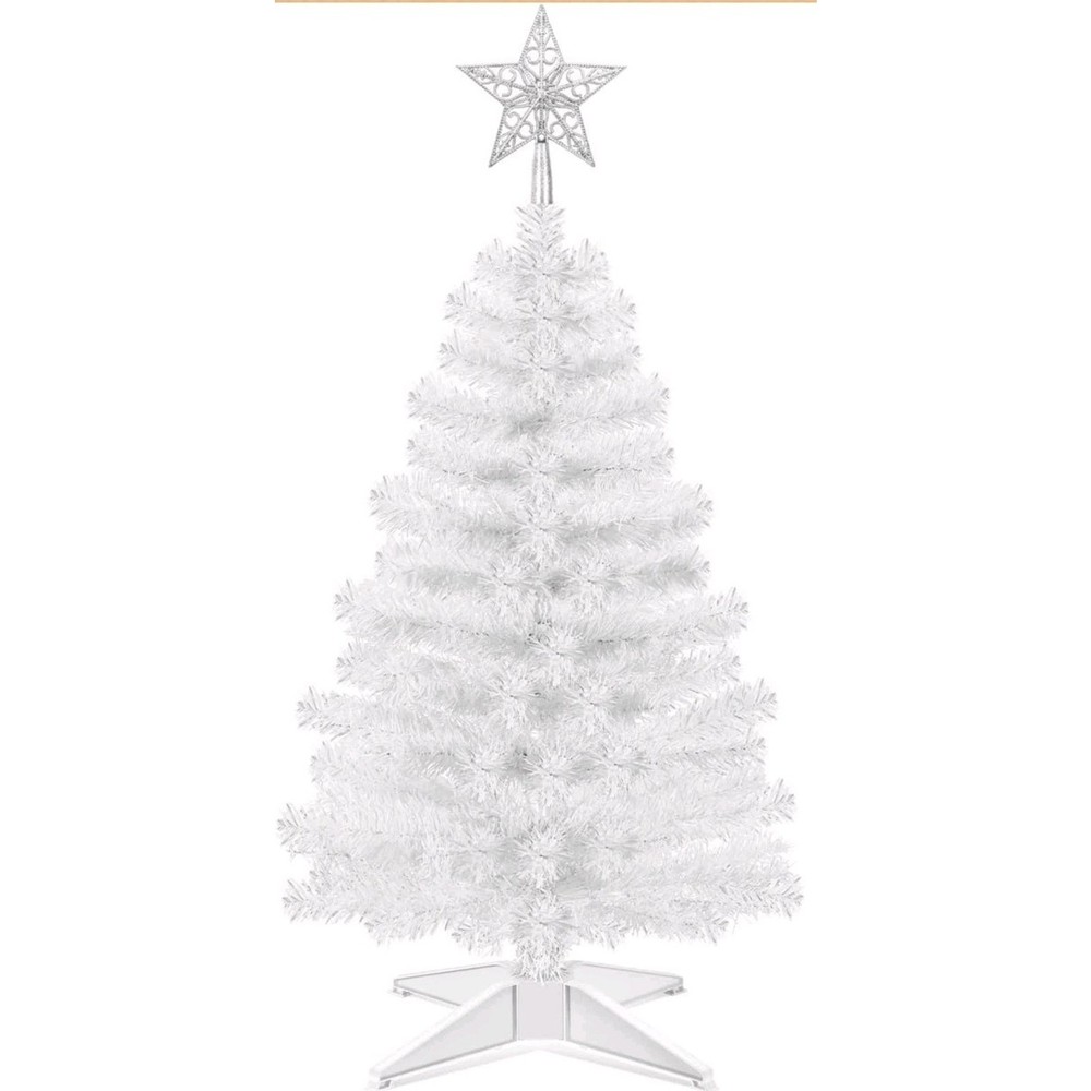 3 Ft White Artificial Christmas Tree for Tabletop Foldable Tree with 4-Leg s15
