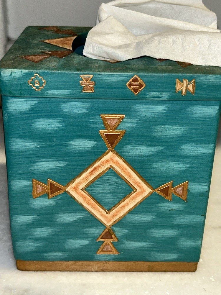 MESA NATIVE AMERICAN TISSUE BOX COVER CERAMIC COLORFUL