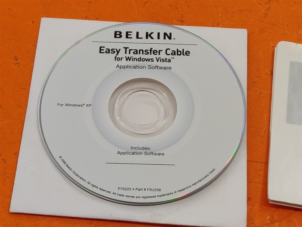 ⭐️⭐️⭐️⭐️⭐️ Belkin Easy Transfer Cable Software CD Disc & Guide for Windows Vista