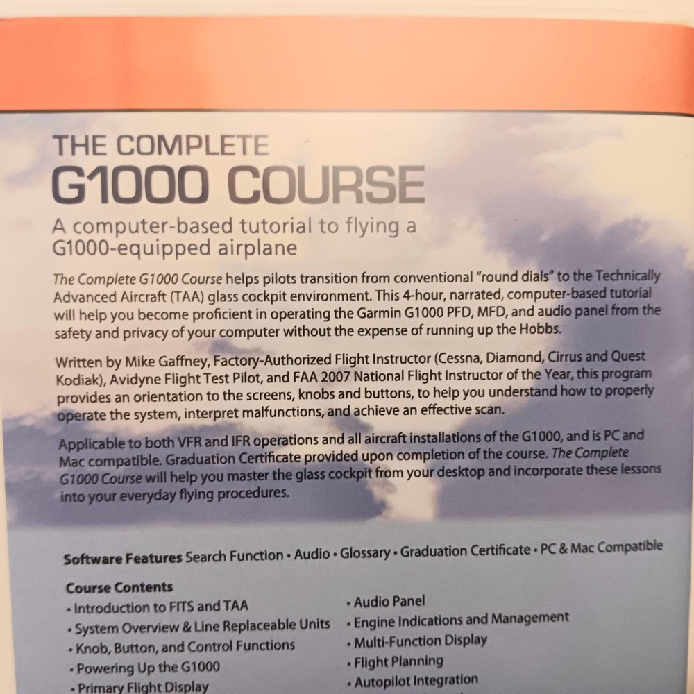 The Complete G1000 Course CD-ROM Software 2007 Tutorial Flying G1000 Airplane