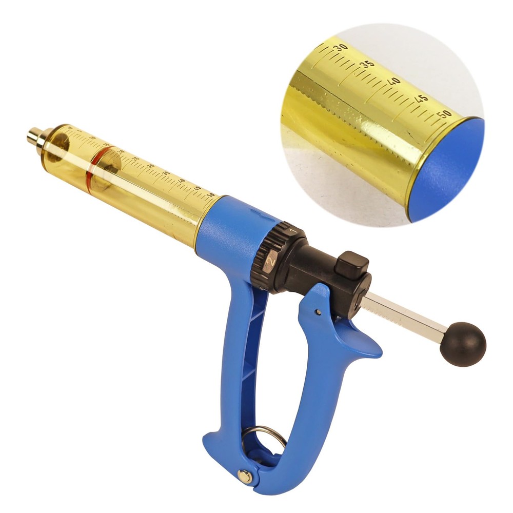 50ML Semi Automatic Livestock Syringe, Adjustable Continuous Repeating Syring...