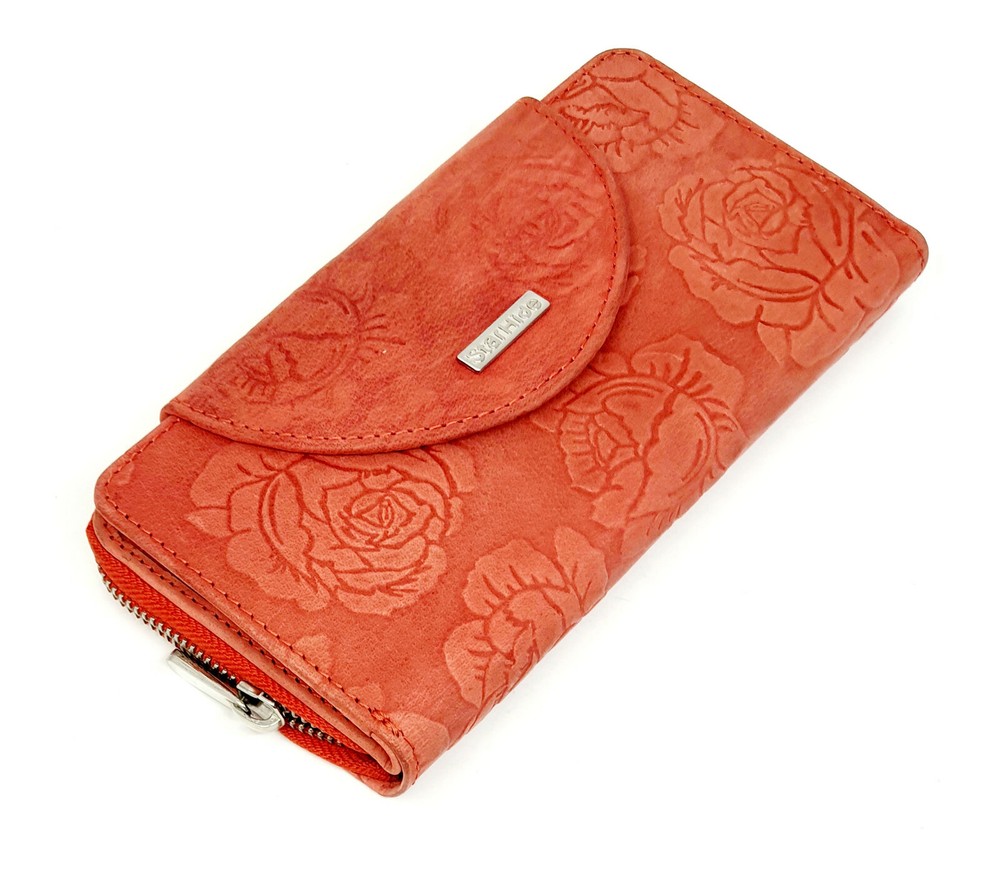 STARHIDE Womens RFID Blocking Embossed Floral Real Distressed Hunter Leather