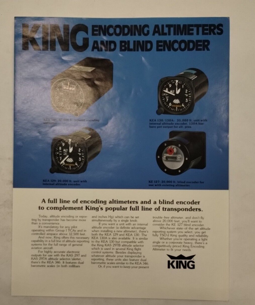 King Encoding Altimeters and Blind Encoder Brochure 1984-Original