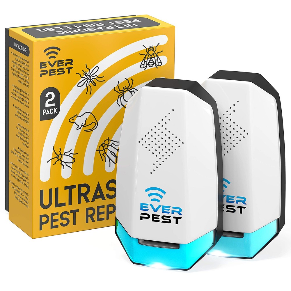 Ultrasonic Pest Repeller 2-Pack - Flea Rat Roach Mosquito Plug-in Control