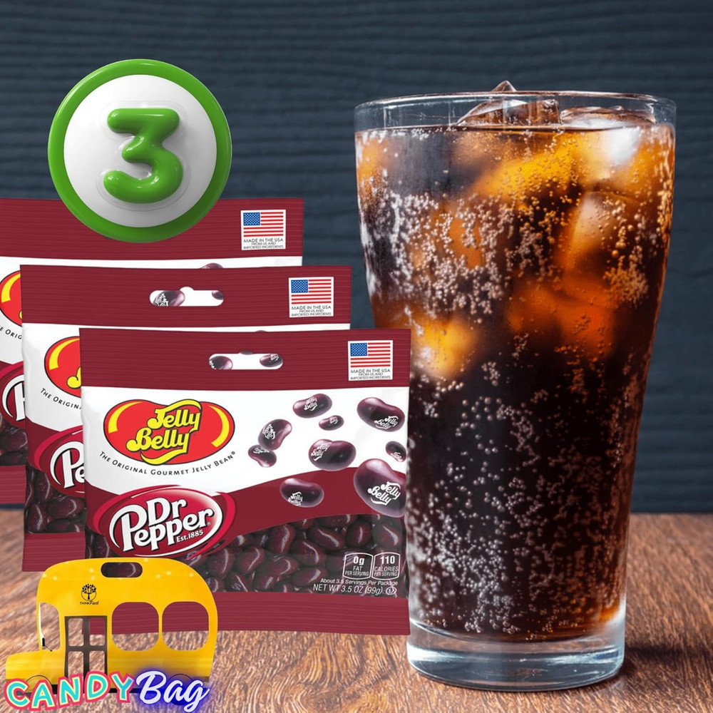 (3 PACK) Dr. Pepper Jelly Beans - 3.5 Oz Each - Bulk Individually Bagged Shareab