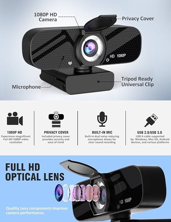 Auto Focus HD Video Webcam 1080p