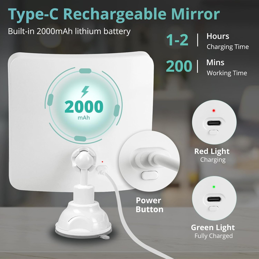 Rechargeable Lighted Makeup Mirror with Magnification - Upgraded 30X Magnifying