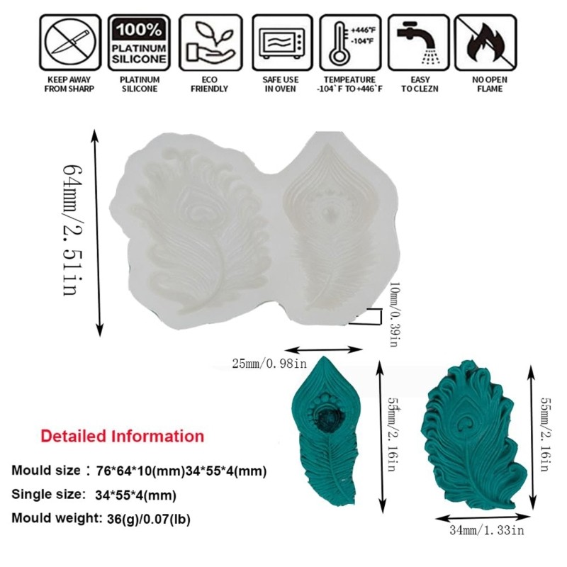 Peacocks Feathered Themed Silicone Molds For Dessert Efficient Crafting