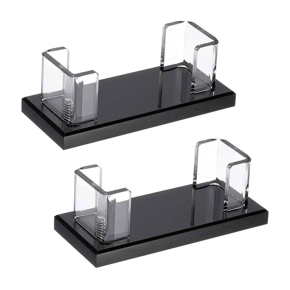 2 Pcs Desktop Acrylic Business Card Holder for Display, Clear Black