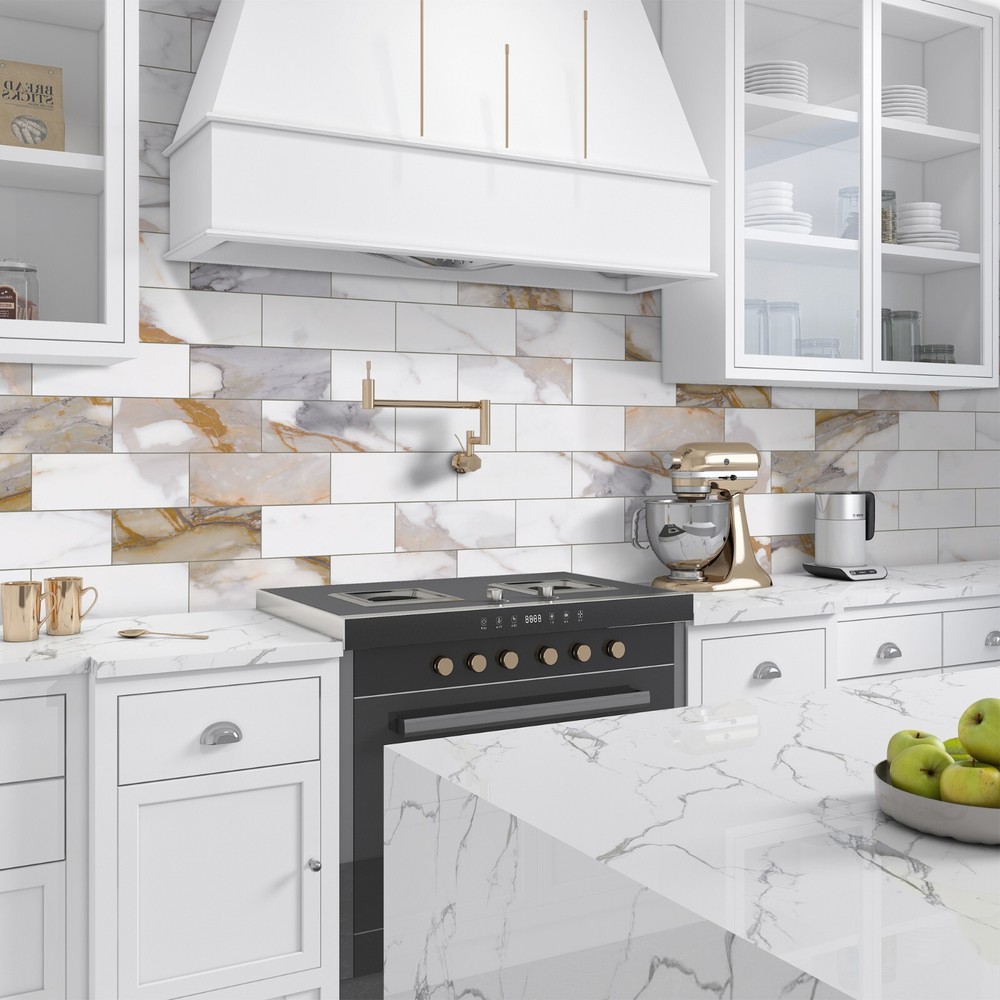 SUNWINGS 30-Sheet 4"x12" Subway Peel and Stick Backsplash Wall Tile