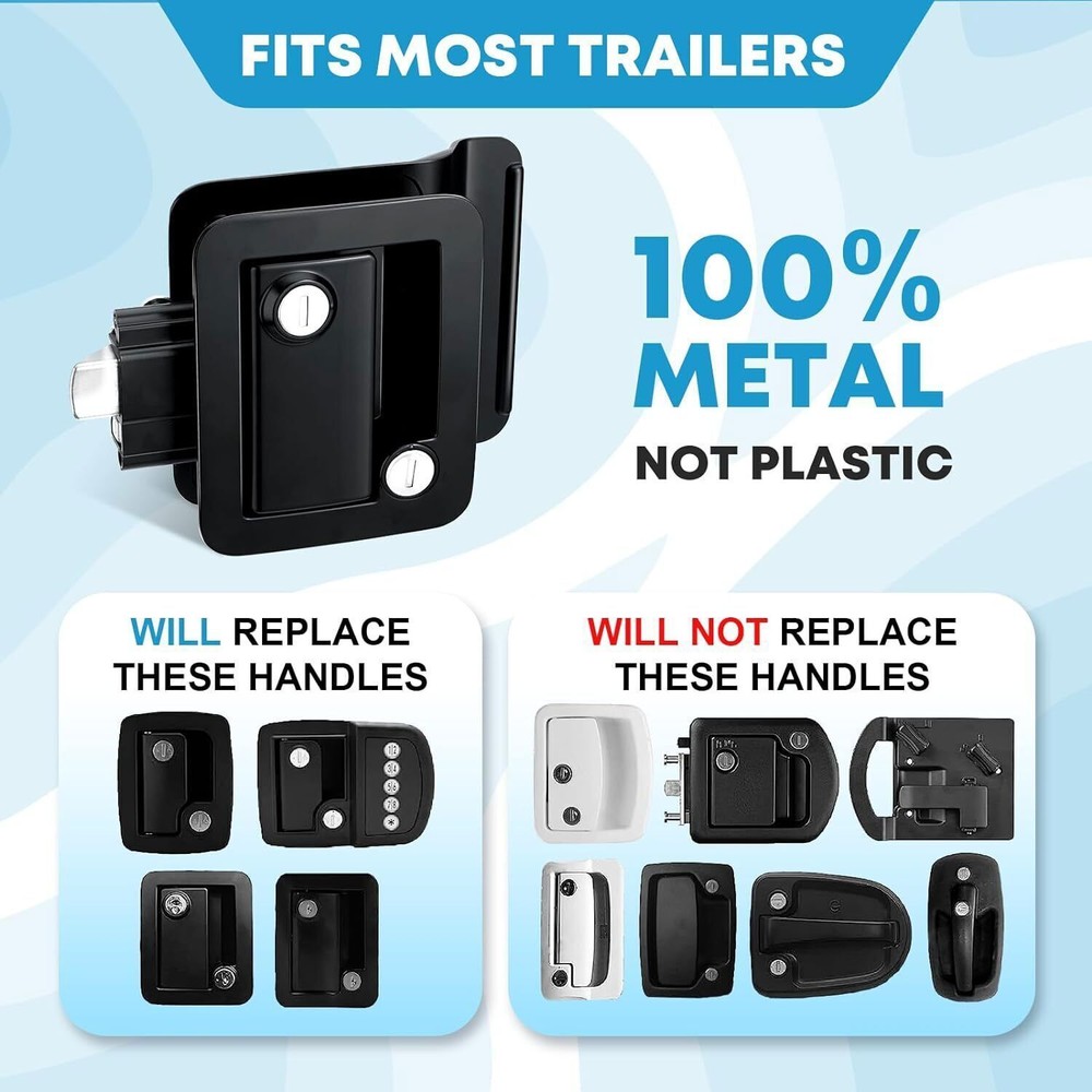 Black RV Paddle Entry Door Lock Latch Handle Deadbolt NEW Camper Cargo Trailer