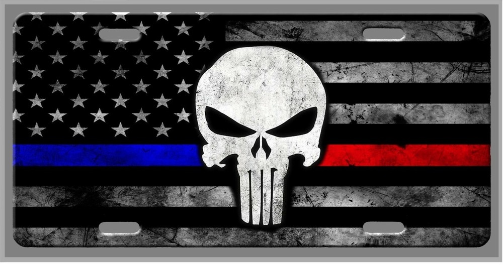 Thin Blue Line Police Car Vanity Tag - License Plate
