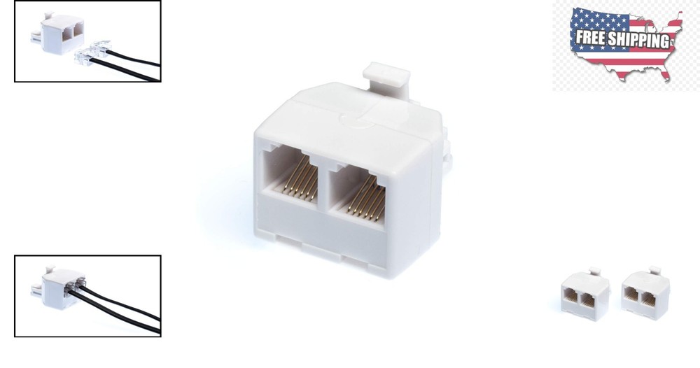 2 Pack Duplex Telephone Splitter RJ11 Adapter - Connect Two Devices Easily