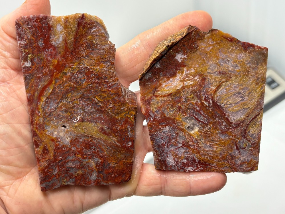 Mexican Red Moss Agate Slabs Lapidary Cabbing Combo Ship Avail