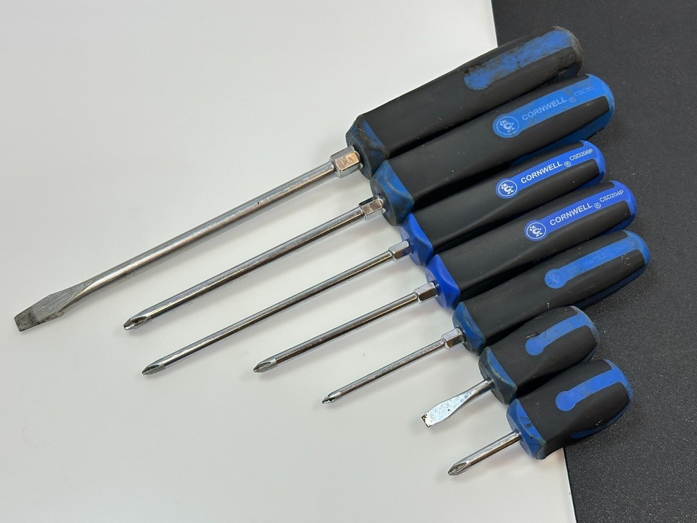 Cornwell Tools 7pc Classic Square Blue Soft Grip Screwdriver Set Phillips & Flat