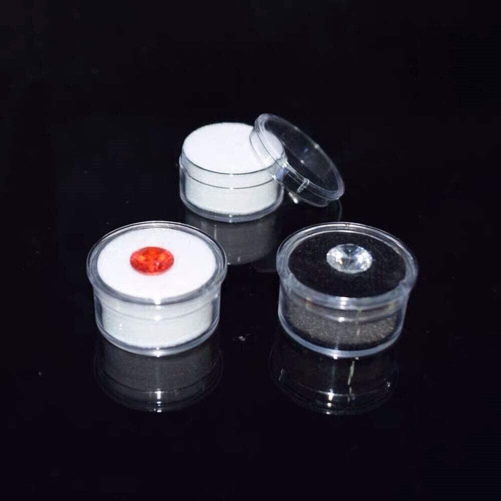 Transparent Gem Round Box Protective Loose Diamond Gemstone Display Case Holder