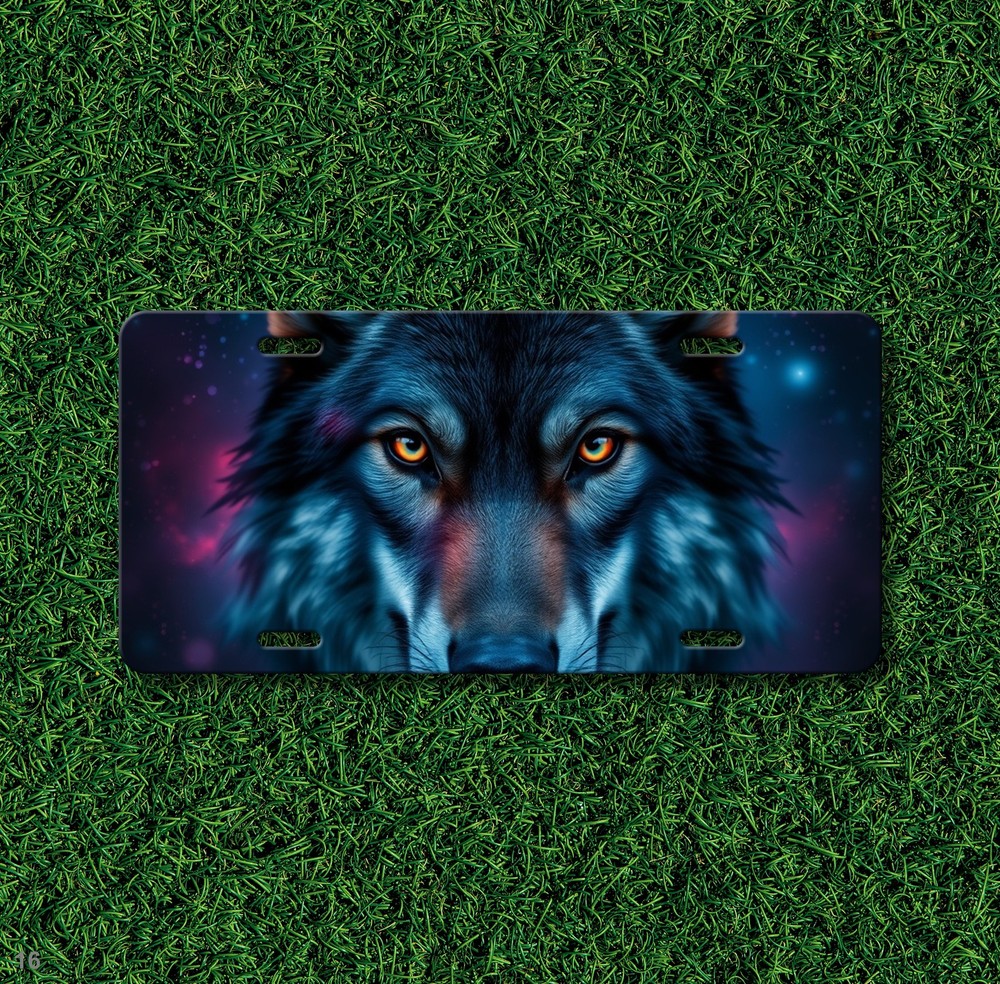 Hyperrealistic Wolf License Plate Add Text Front Bumper Plate Gift Idea