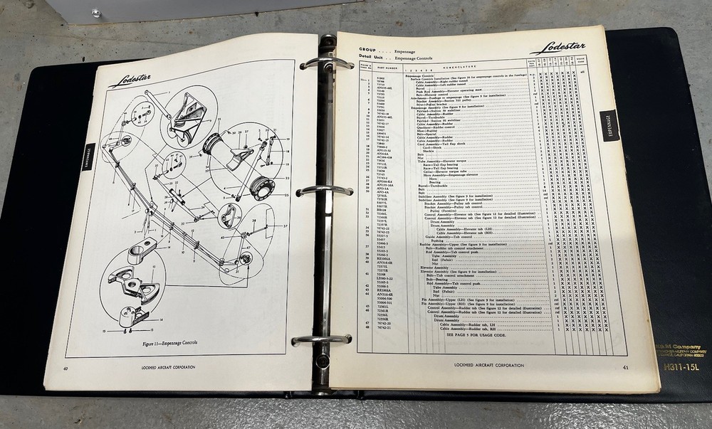 Lockheed Lodestar Model 18 Maintenance Parts Catalog-Original