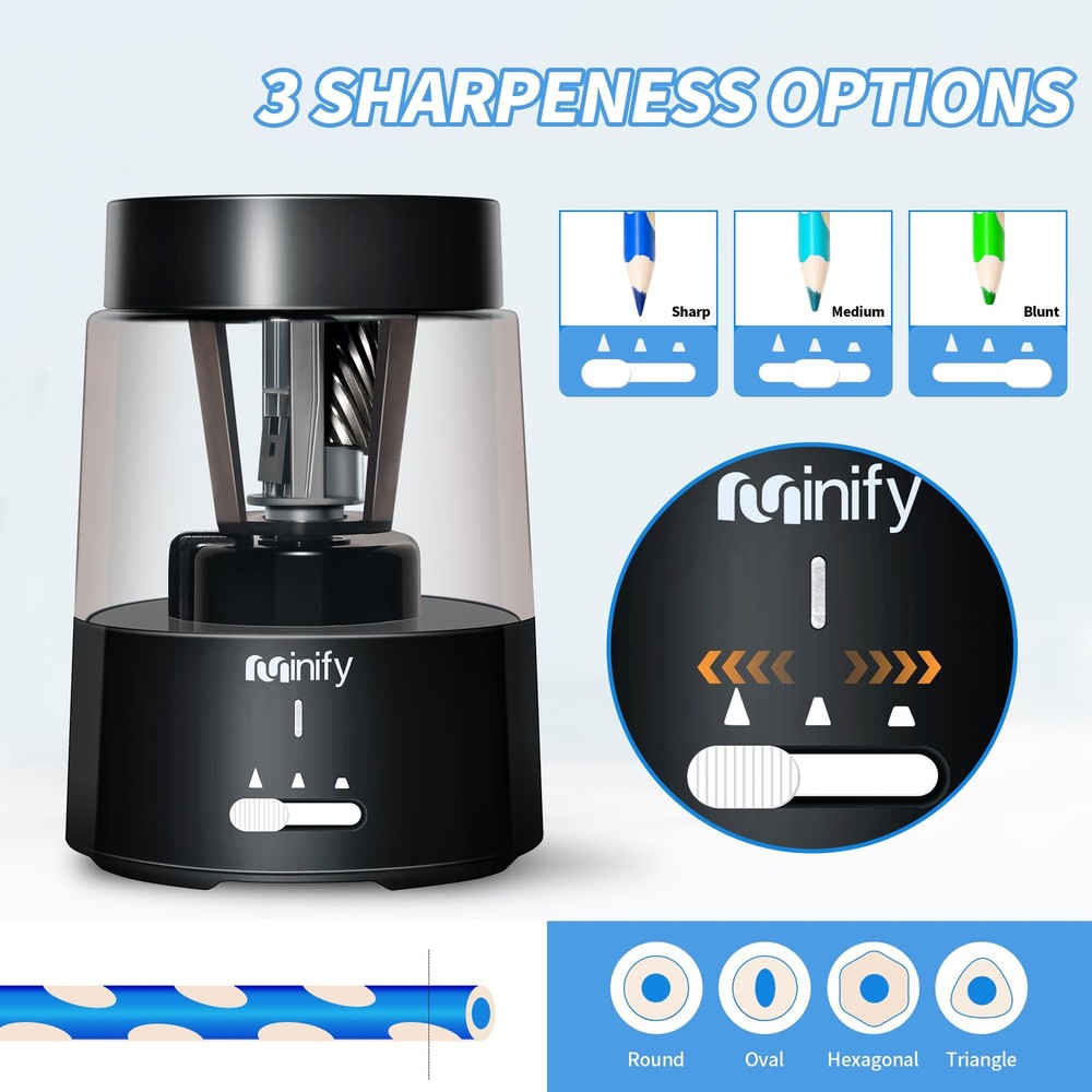 Minify Pencil Sharpener Electric Heavy Lightweight, Black