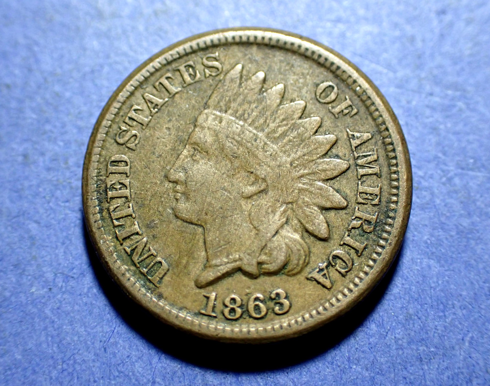 1863 Copper Nickel Indian Cent  VF