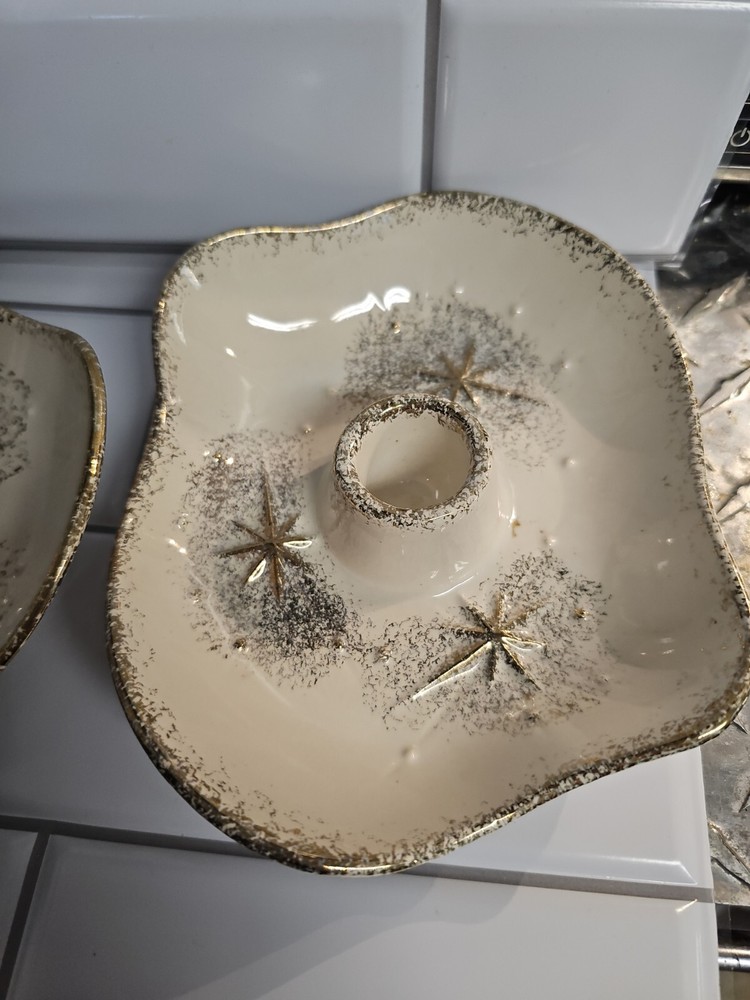 1950s USA Pottery Candleholders Atomic Pair