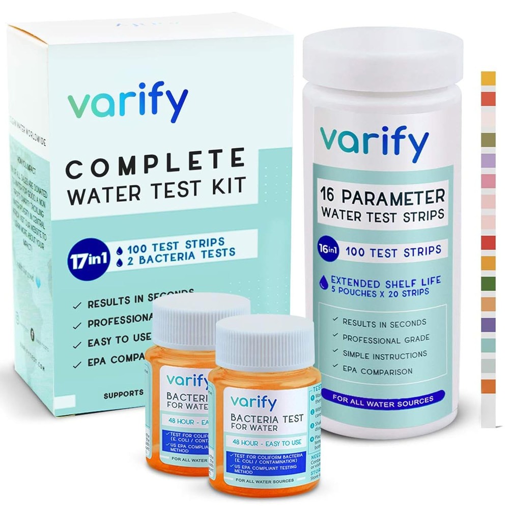 Varify 17in1 Complete Drinking Water Test Kit - 100 Strips + 2 Bacteria...