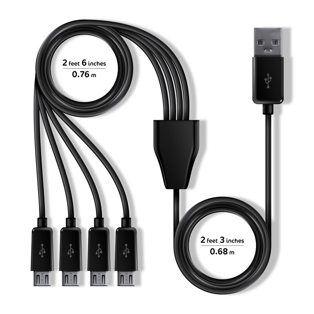 My Arcade Multi-Cable - USB Splitter Cable for Micro Player 5 feet, Black