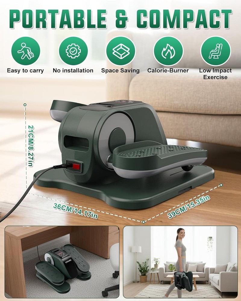® 019 Under Desk Elliptical 12 Adjustable Speeds Motorized Leg Exerciser While