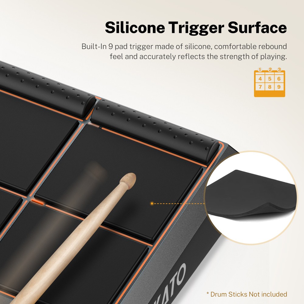 PD705 Percussion Pad 9-Trigger Sample Multipad Tabletop Electric Drum USB MIDI