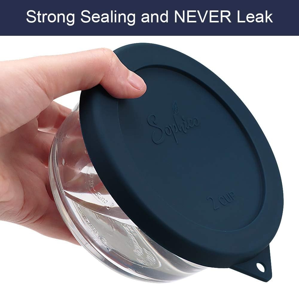 Sophico 2 Cup Round Silicone Storage Cover Lids Replacement navy blue-2 pack