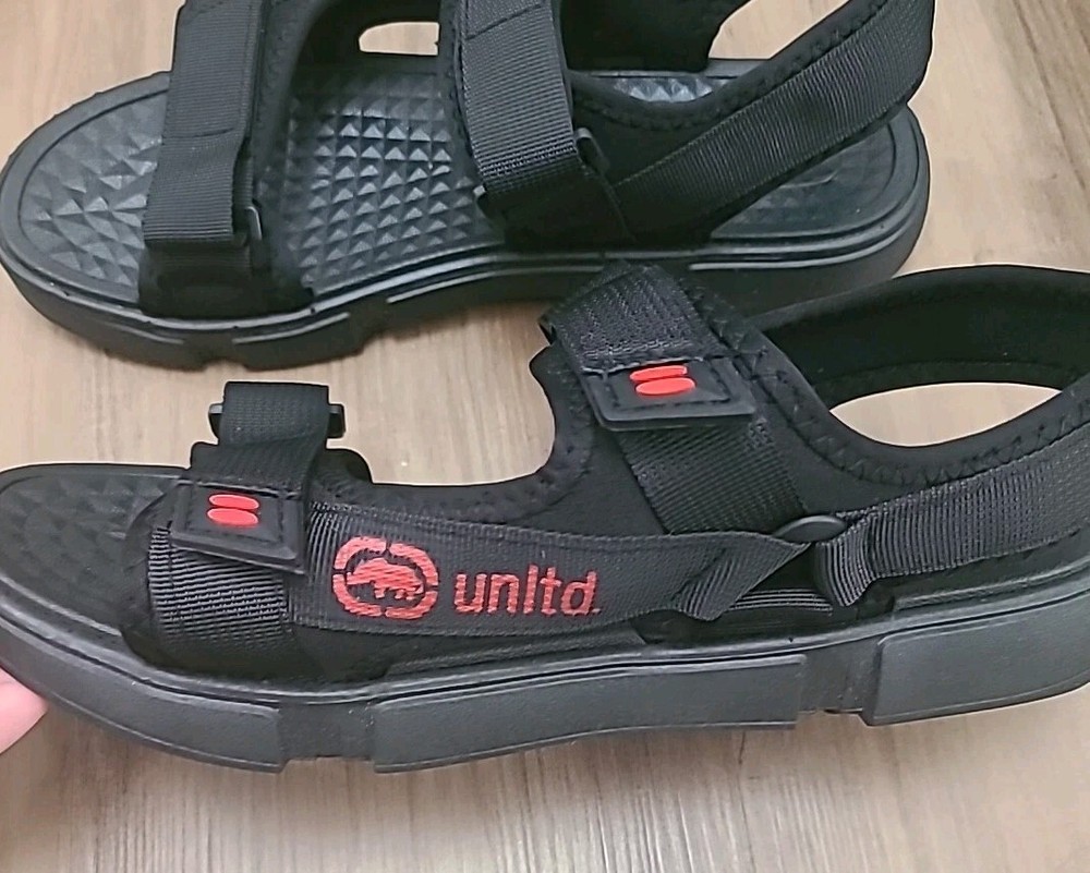 Men's Unltd Black Hook And Loop Summer Sandals Size 9