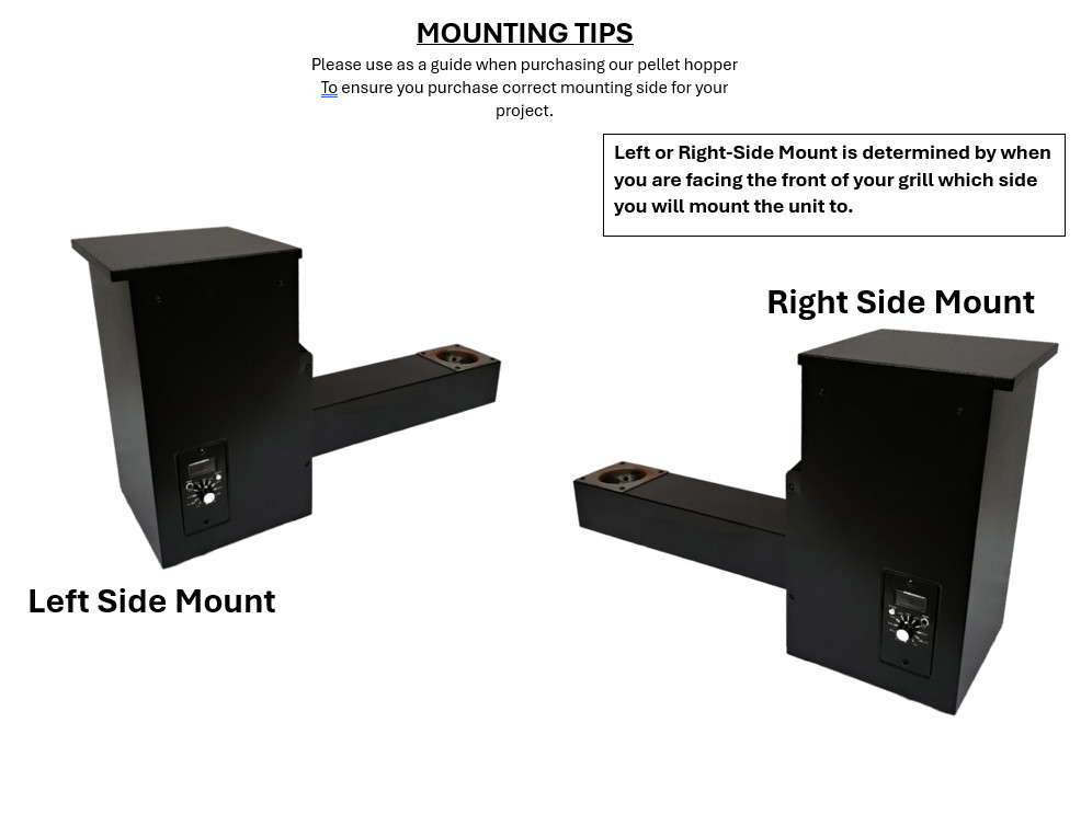 12" PELLET HOPPER ASSEMBLY KIT w/ Right & Left Mount Vertical Controller