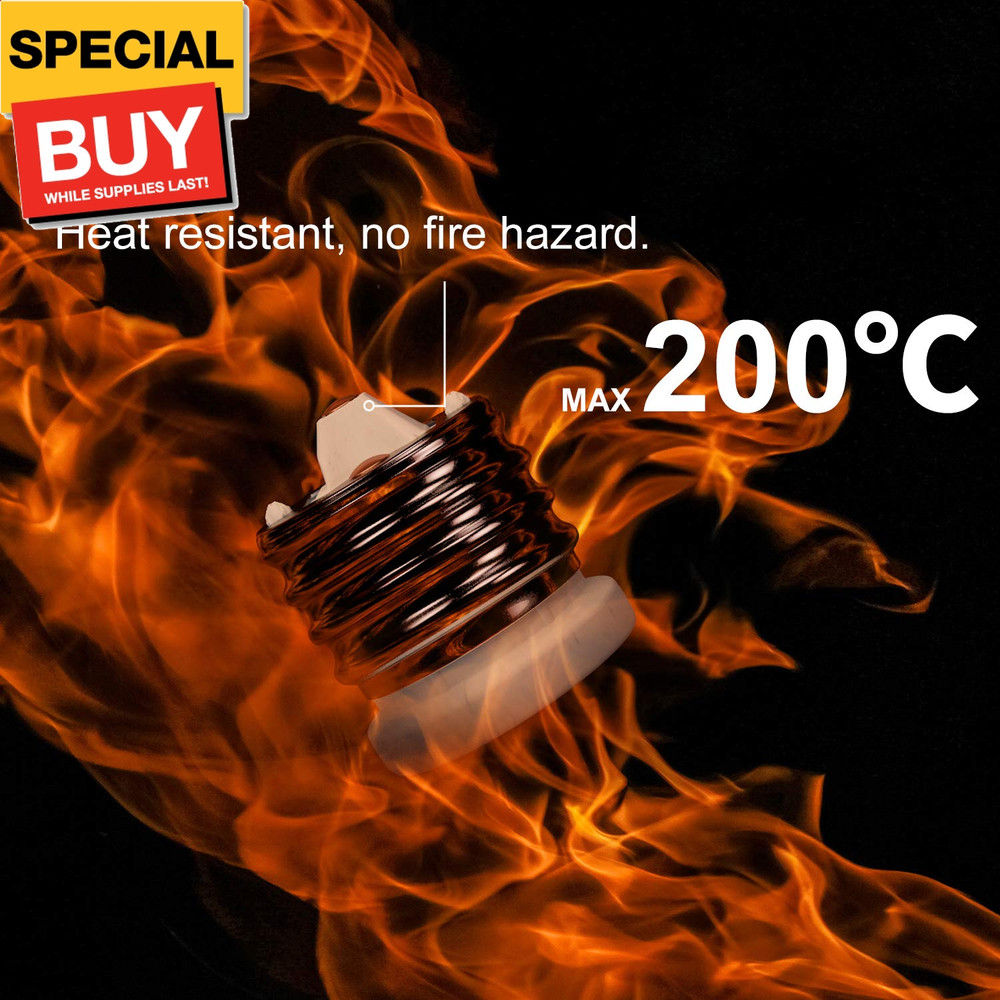 E39 to E26 Socket Converter, Ceramic Mogul E39 to Standard Medium E26 Light Bulb