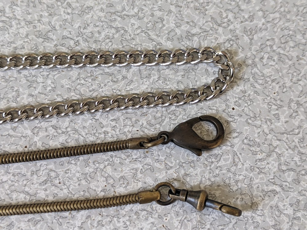 TWO MODERN POCKET WATCH CHAINS - 14 INCHES
